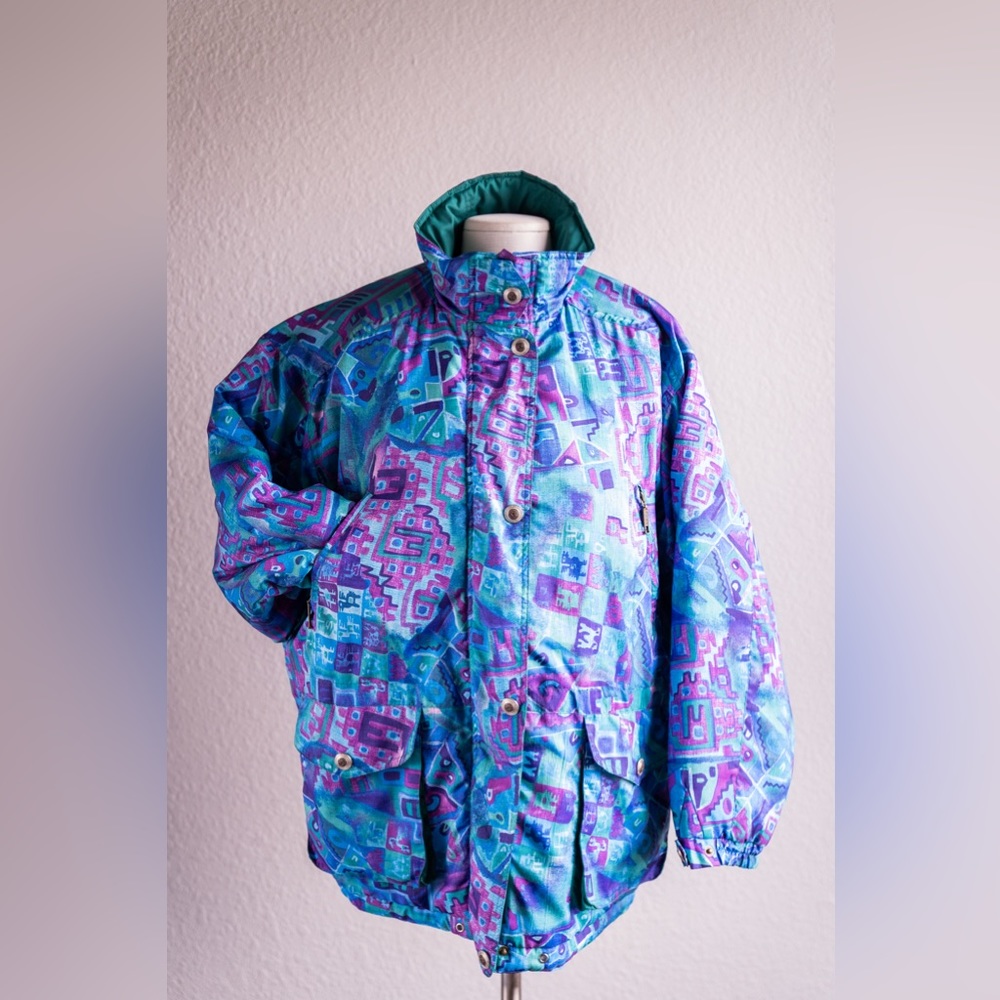 Vintage Purple, Green & Blue Abstract Jacket